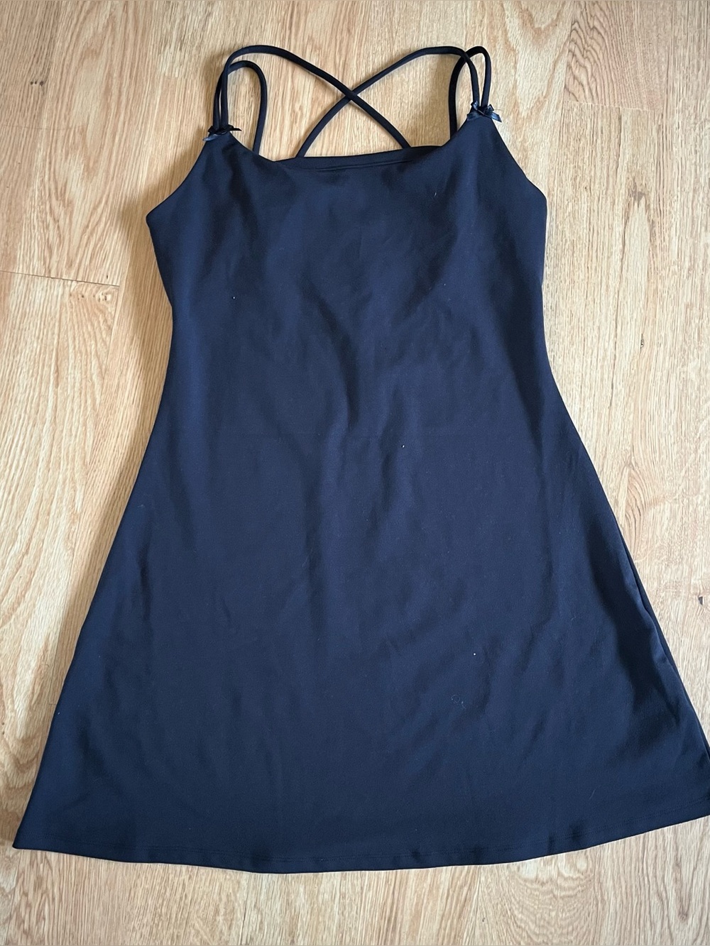 Wild Fable ButterBliss Women's Black Solid Knit Square Neck Strappy Slip Dress M